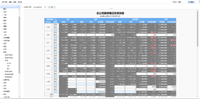 中荷人壽數(shù)據(jù)分析平臺(tái)建設(shè)每日承保快照